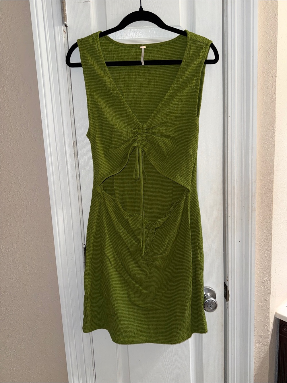Free People Olive Green Cutout Ruched Dress